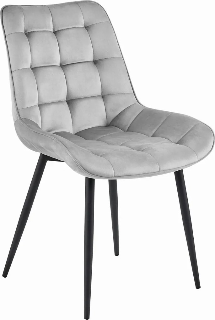 BERA világosszürke bársony szék fekete lábakkal