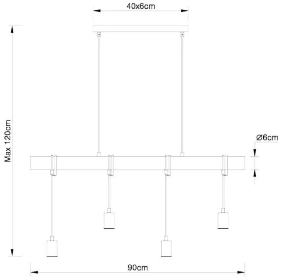 Globo 15459-4H - Csillár zsinóron LEO 4xE27/60W/230V