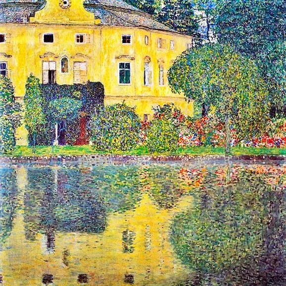 Gustav Klimt - Kastély a tóparton üvegkép, falikép