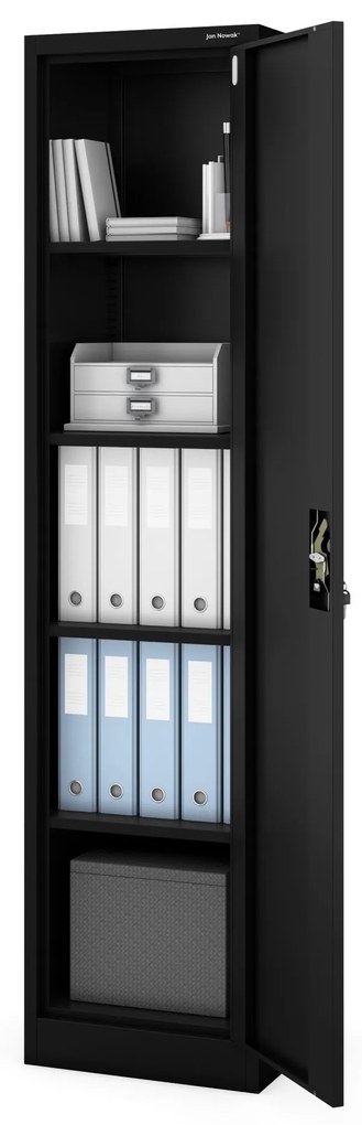 ALEX irodai irattároló fémszekrény, 450 x 1850 x 400 mm, fekete