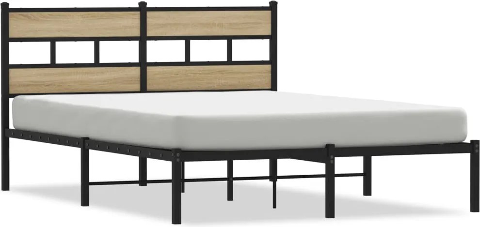 vidaXL sonoma tölgyszínű fém ágykeret matrac nélkül 160 x 200 cm