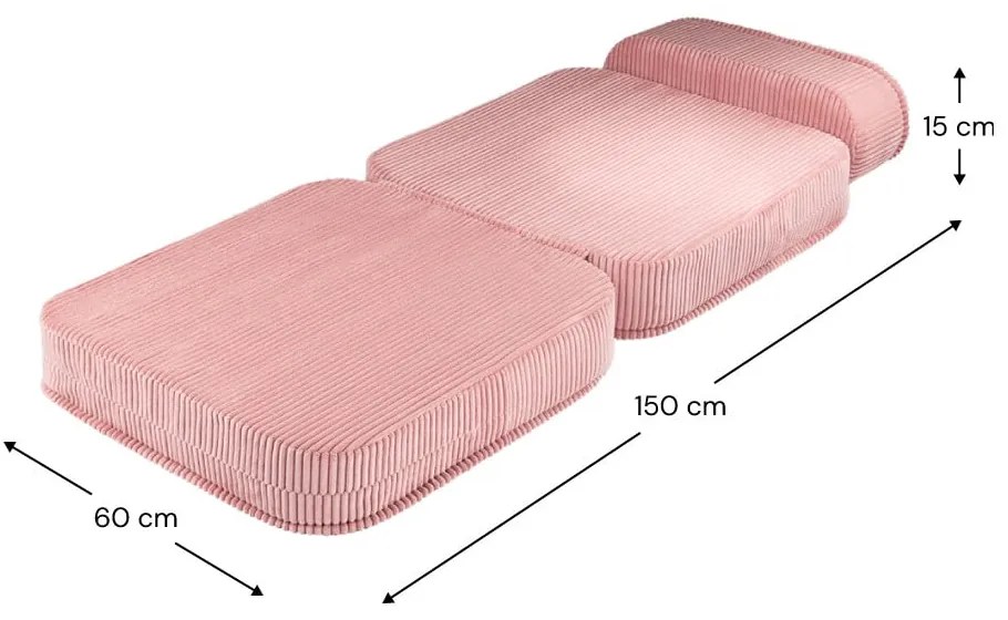 Rózsaszín kordbársony gyerek fotel Flip – Wigiwama