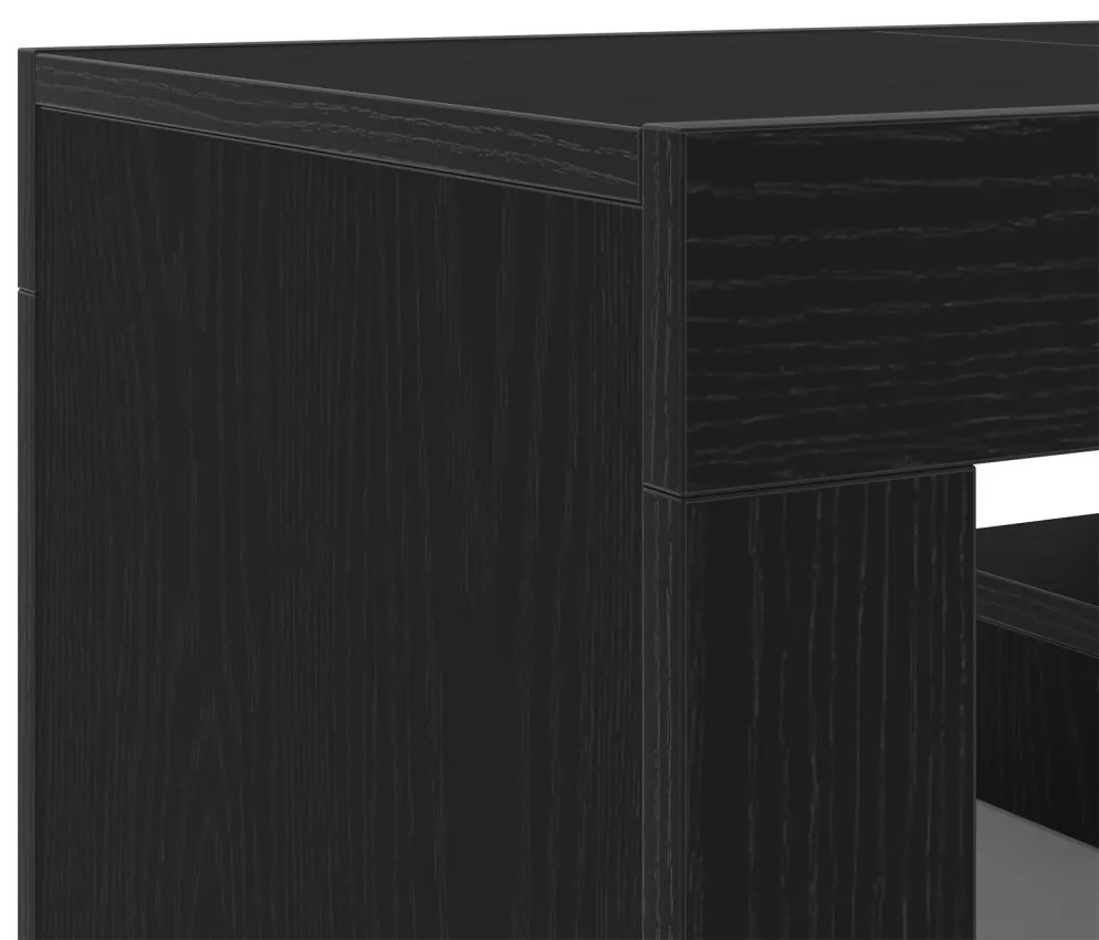TV szekrény LED fénnyel, fekete tölgy színben, 120x35x40 cm