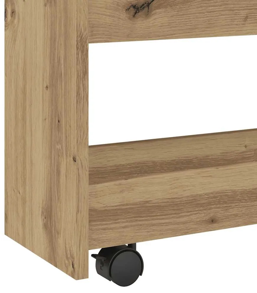 4 szintes kézműves tölgy színű szerelt fa keskeny tárolókocsi