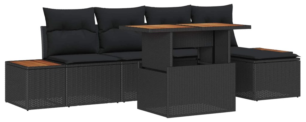 vidaXL Kert étkező szett párnával 6 pcs Fekete és Barna