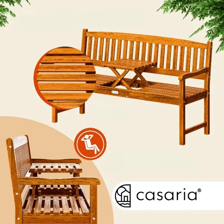 Deuba Kerti pad asztalkával 153 cm - eukaliptusz