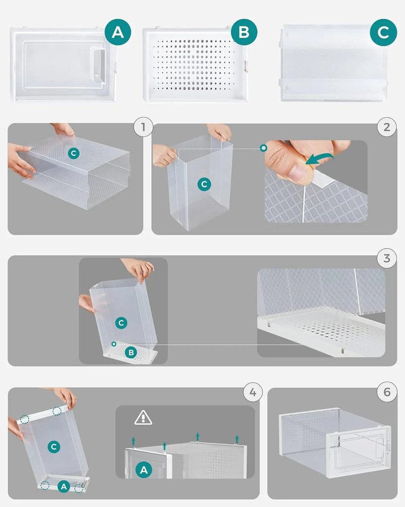 Zárható cipőtároló, cipős dobozok, 18 db-os csomag, fehér