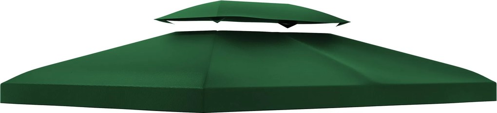 Outsunny Fém Pavilon Csere Tető 3x4m Vízálló Kettős Napernyő Tető Kettős Tetővel, Csere Borító Kert Pavilon Party Sátor Bádog Zöld | Aosom