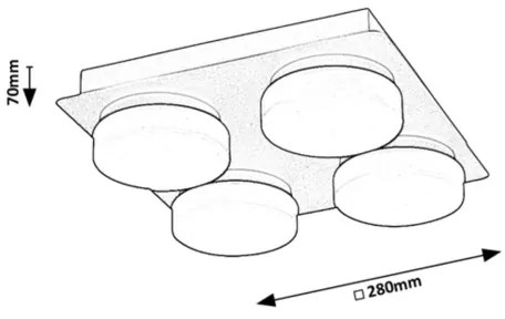 Rabalux 75004 - LED mennyezeti fürdőszobai lámpa ATTICHUS 4xLED/5,2W/230V IP44