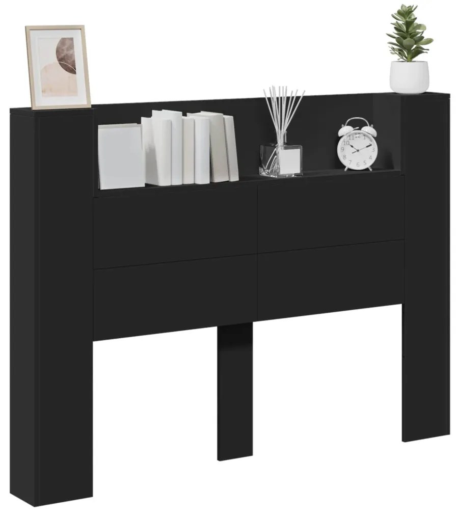 Fejtámla LED -es lámpákkal Fekete 140 x 16,5 x 103,5 cm Faanyag