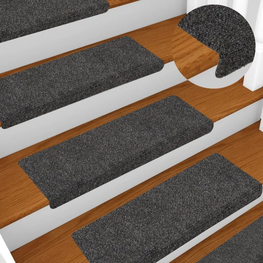 15 db antracit tűlyukasztott lépcsőszőnyeg 65 x 21 x 4cm