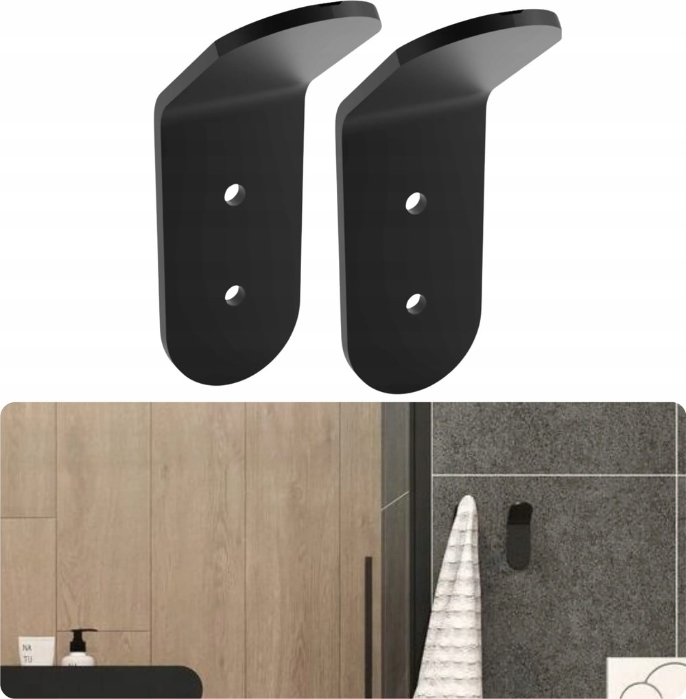 Fém Törölközőtartó Bond Fürdőszobai Akasztó Fekete Szett 6 cm 2db