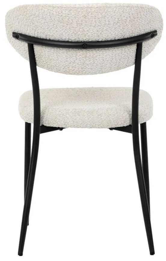 Scaun de sufragerie, material crem, picioare metalice negre
