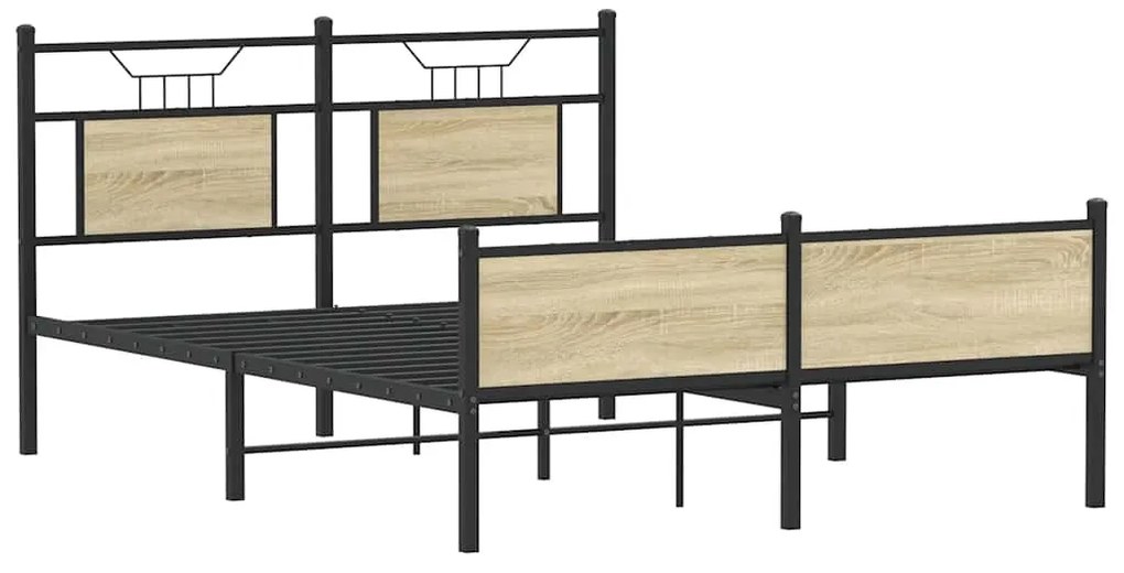 sonoma tölgy színű szerelt fa ágykeret matrac nélkül 137x190 cm