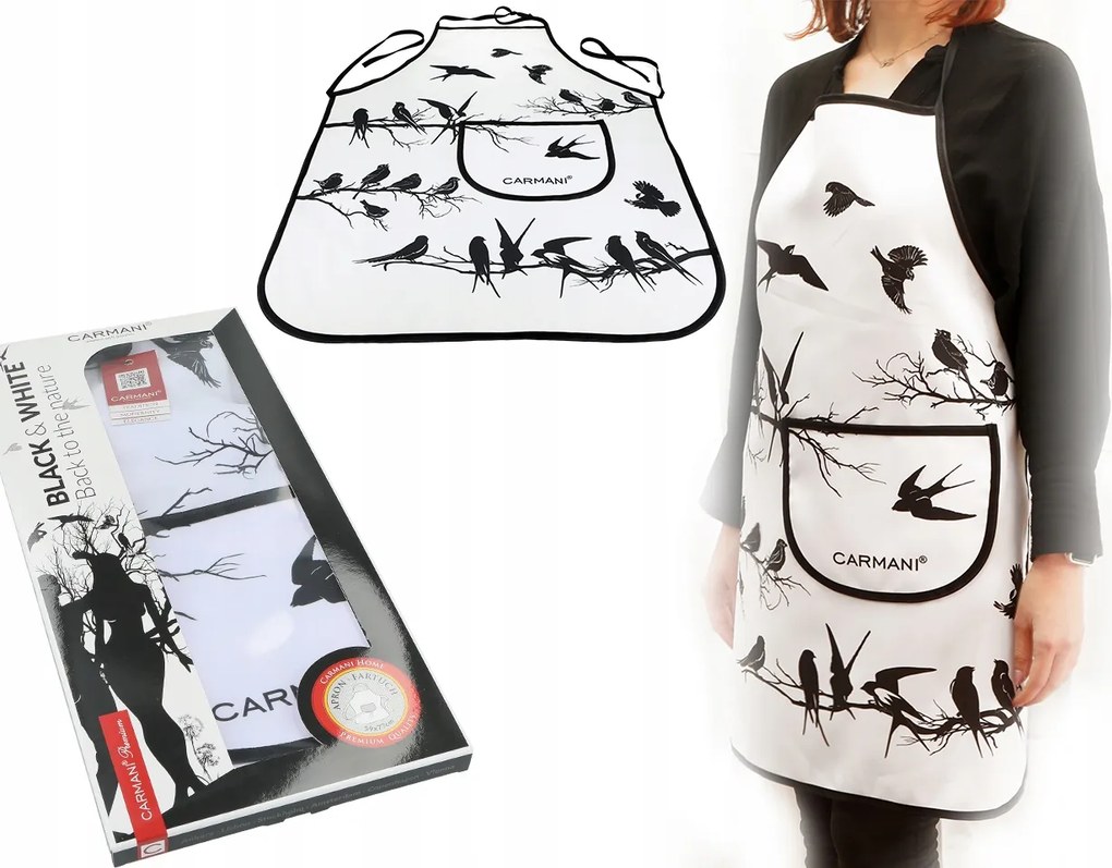 Konyhai kötény Black &amp; White, Madarak