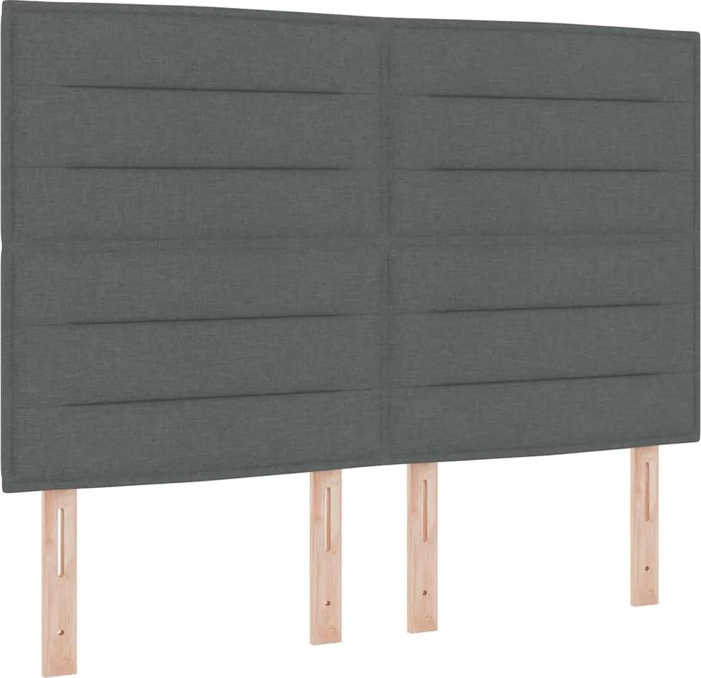 vidaXL Boxrugós ágy matracmal leddel Sötétszürke 140 x 190 cm szövet