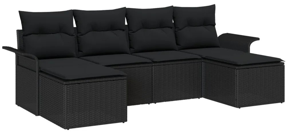 Kertibútor szett 5-ös szett Fekete Kézzel szőtt rattan Nagy
