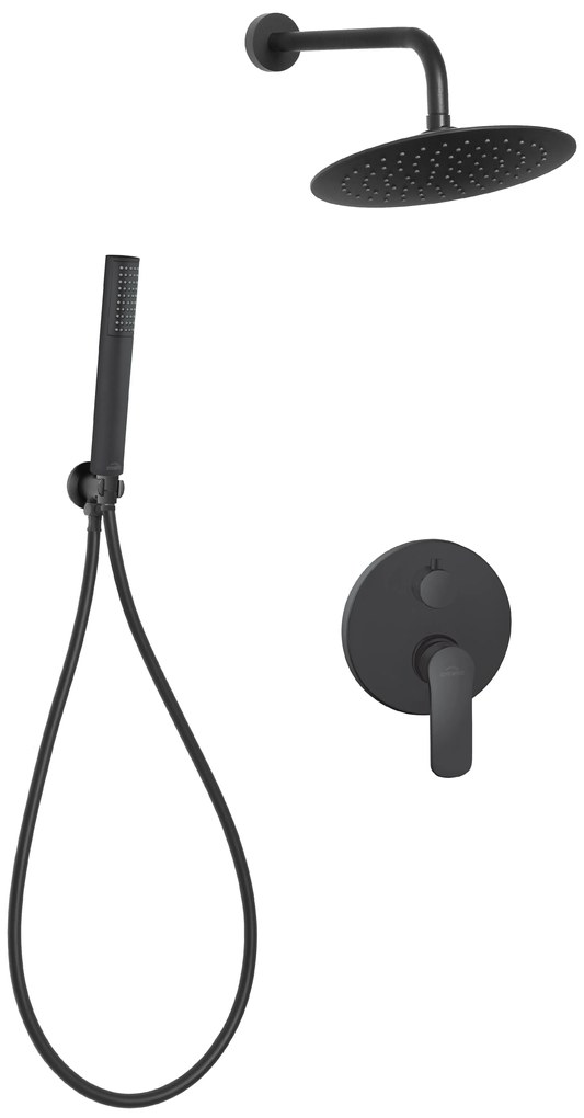 Invena Siros, rejtett zuhanygarnitúra 2 kivezetéses testtel, fekete matt, INV-BS-90-012-A