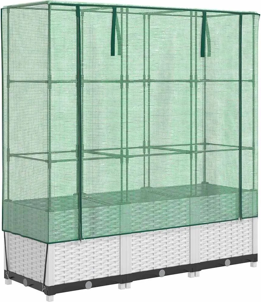 vidaXL rattan megjelenésű magaságyás melegháztakaróval 120x40x138 cm