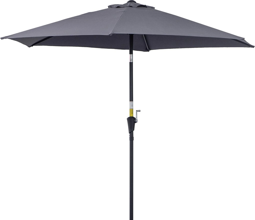 Outsunny Alumínium Kerti Napernyő Ø260x235 cm Dönthető Teraszi Napernyő Forgó Mechanizmussal és 6 Fém Rúddal Kültéri Terasz Erkély Szürke | Aosom