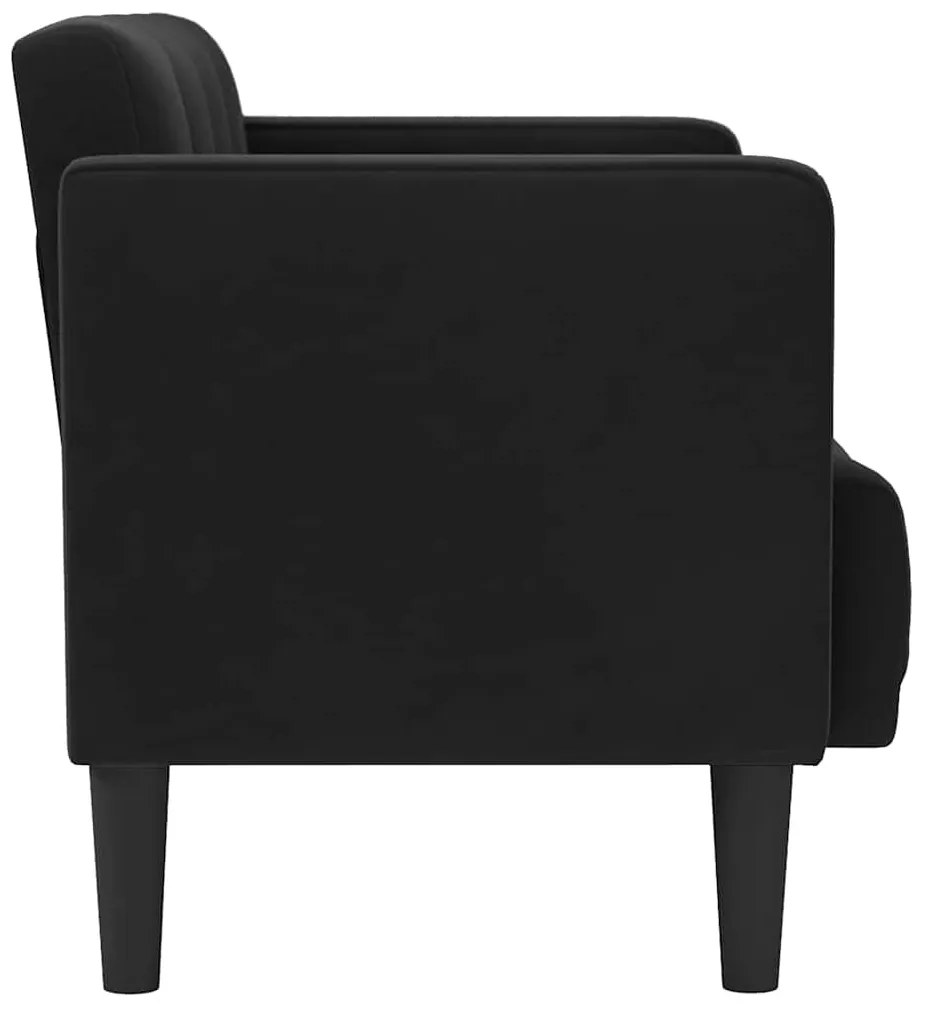 fekete bársony loveseat kanapé 111 cm