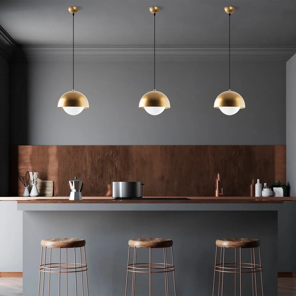 Aranyszínű függőlámpa üveg búrával ø 20 cm Camgoz – Opviq lights