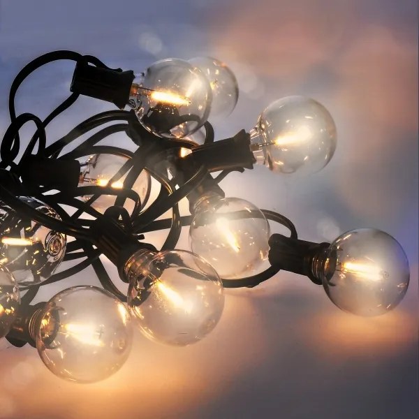 Brilagi - LED-es kültéri dekorációs fényfüzér GIRLANDA 25xE12 20m fekete IP44 meleg fehér + távirányító