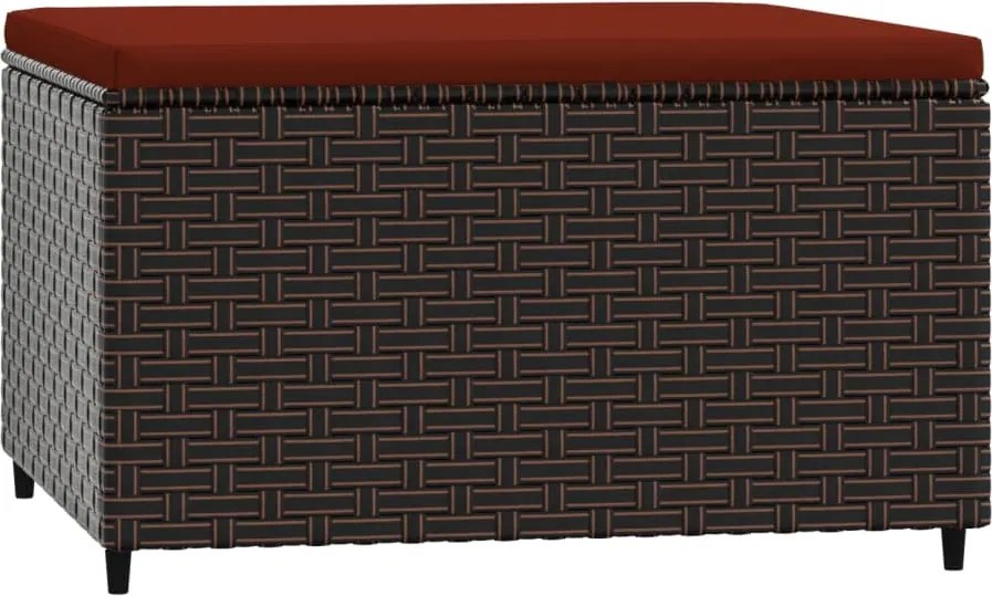 vidaXL barna polyrattan kerti lábtartó párnával