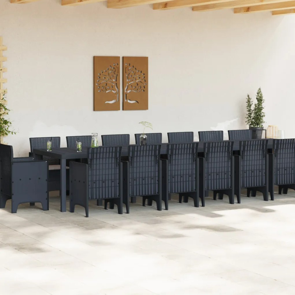 Kert étkező szett 17 pcs Antracit Polt rattan