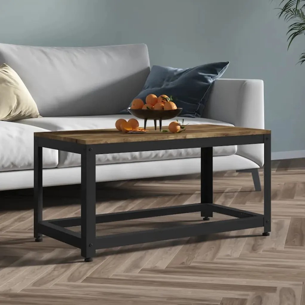 Sötétbarna és fekete MDF és vas dohányzóasztal 90x45x45 cm