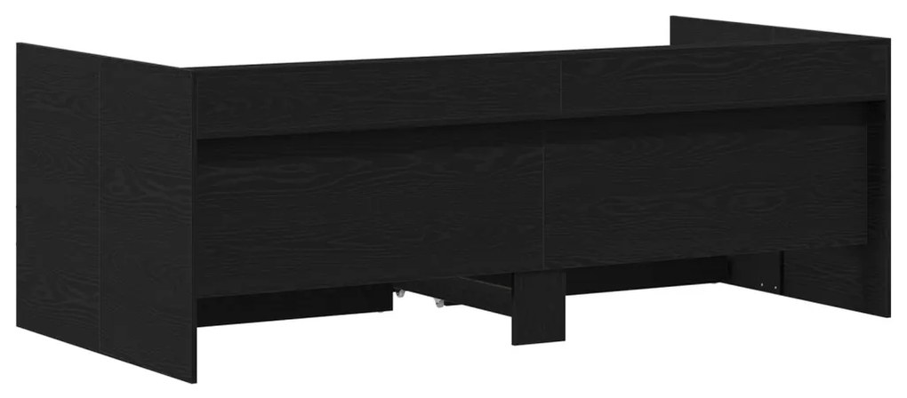Fekete Napágy Fiókokkal Fekete tölgy Furnérozott fa 75 x 190 cm