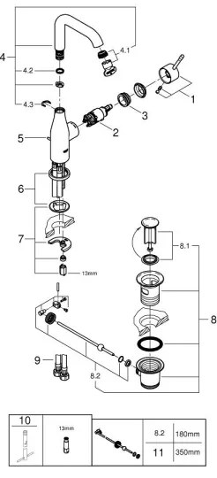 GROHE 32628AL1 - ESSENCE mosdó csaptelep, L méret, antracit