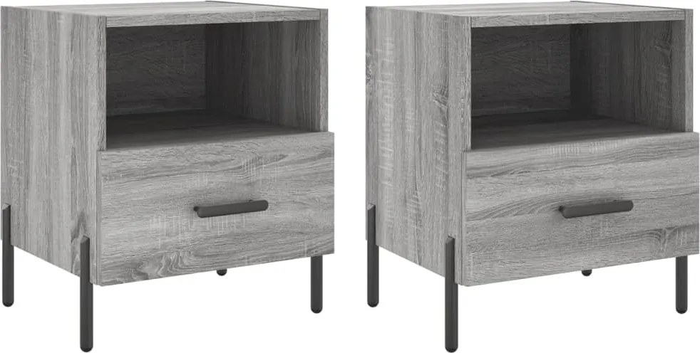 vidaXL 2 db szürke sonoma színű szerelt fa éjjeliszekrény 40x35x47,5cm