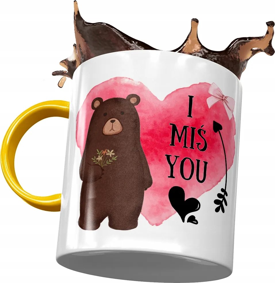 Sárga bögre macival Aranyos mackó ajándék fényképes nyomtatással