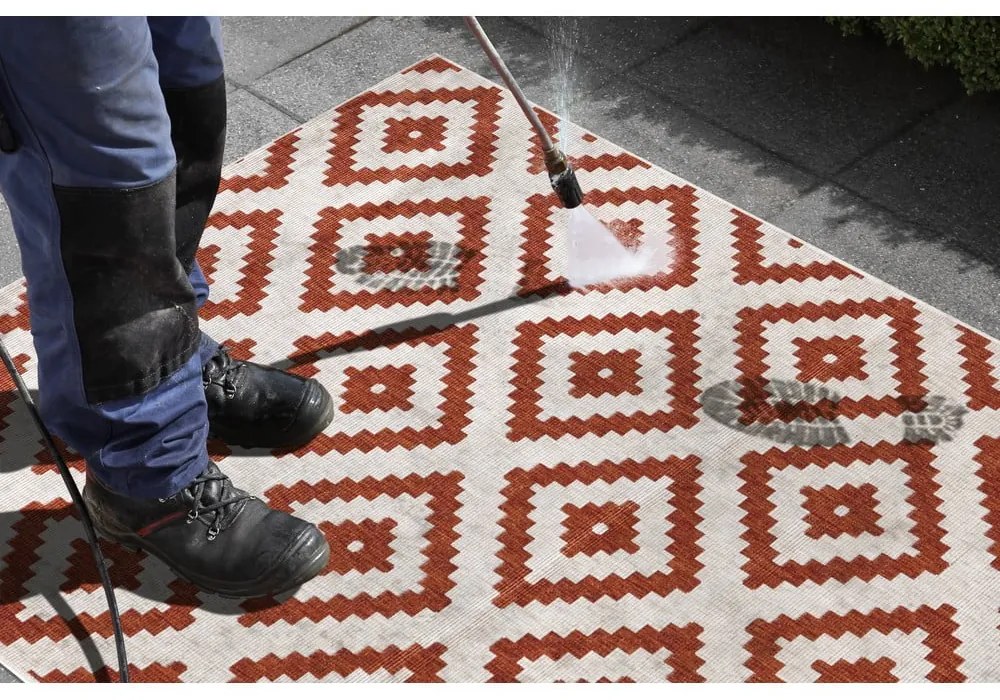 Rio piros-krémszínű kültéri szőnyeg, 80 x 345 cm - NORTHRUGS