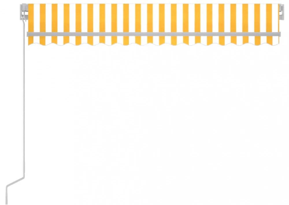 sárga és fehér kézzel kihúzható LED-es napellenző 300 x 250 cm