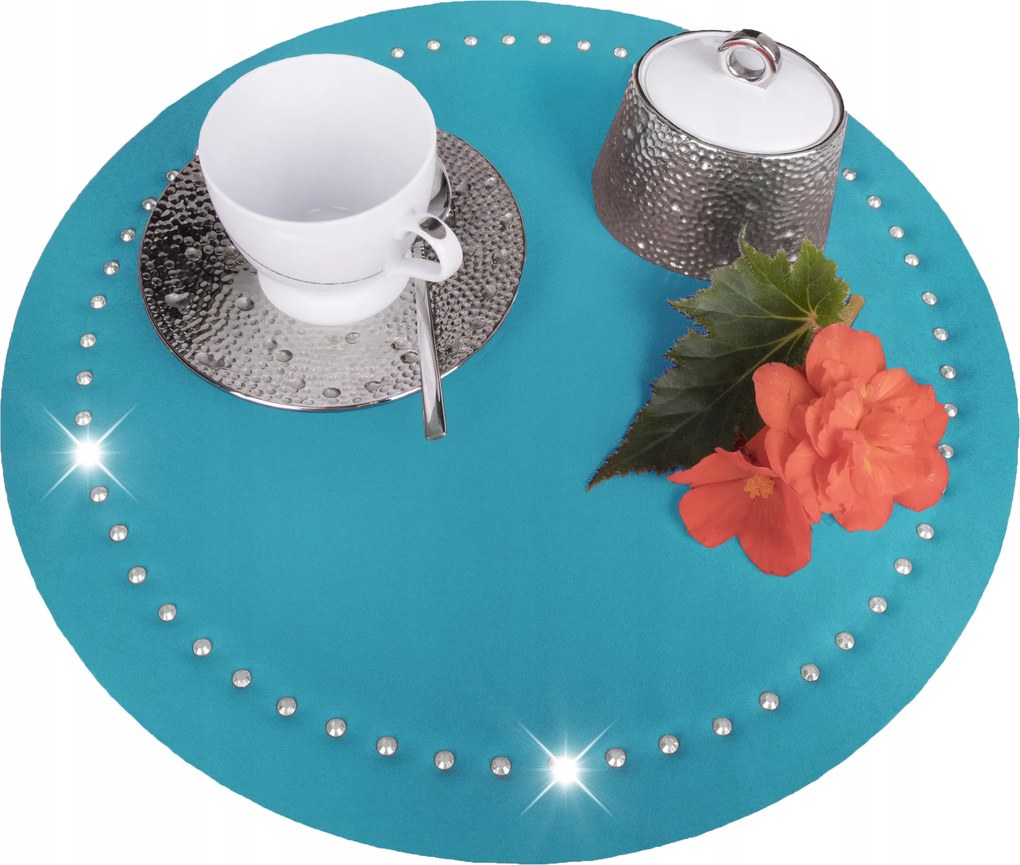Asztali alátét Kerek 40cm Glamour Strassz Türkiz Tányéralátét