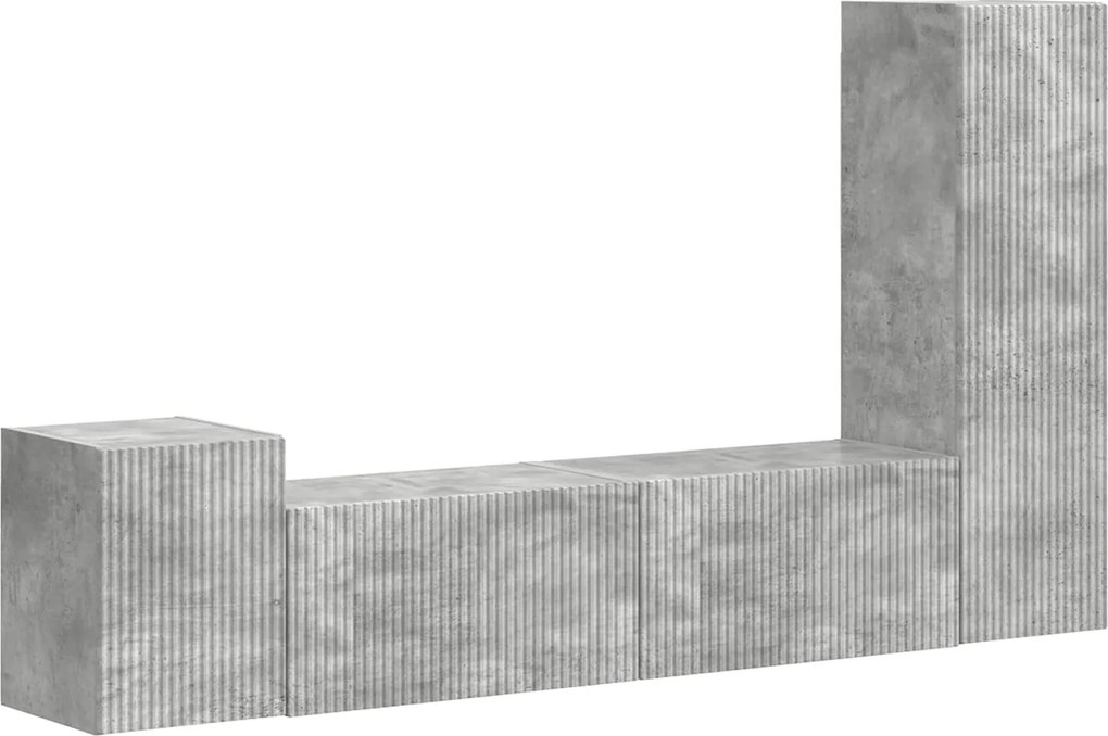 vidaXL TV szekrény garnitúra 4 pcs Beton Szürke Faanyag