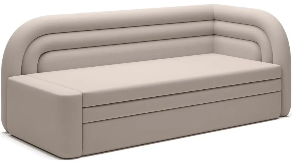Bézs bársony kinyitható-tárolóhelyes kanapé jobb oldali 223 cm Fabillo – ELTAP