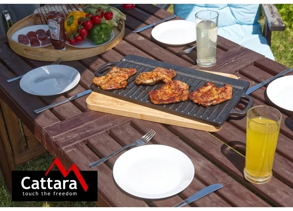 Cattara 13064 Grillező tányér fogantyúvalÖntöttvas, 50 x 23 cm