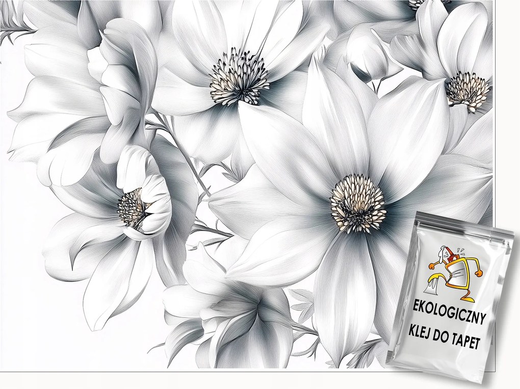 Fotótapéta Virágok Fehér 3D Hálószoba Nappali Tapéta Flizelina 150x105