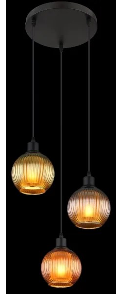 Globo 15638-3 - Csillár zsinóron ZUMBA 3xE27/25W/230V átm. 36 cm réz/zöld/kék