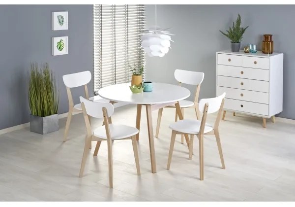 Étkezőasztal SOLINA, fehér/tölgy
