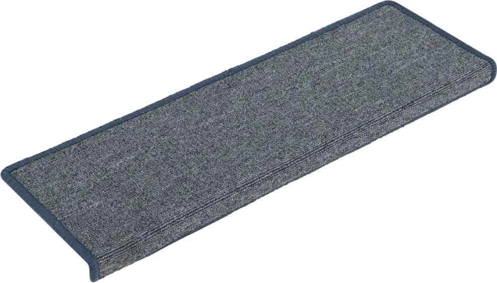 vidaXL 15 db világosszürke és kék lépcsőszőnyeg, téglalap alakú széllel, 65 x 21 x 4 cm