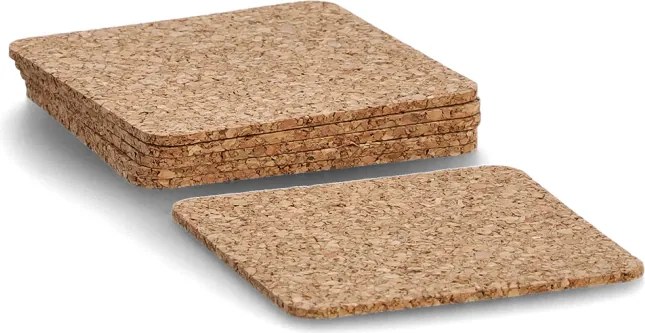 6 négyzet alakú parafa alátét, 9,5x9,5 cm