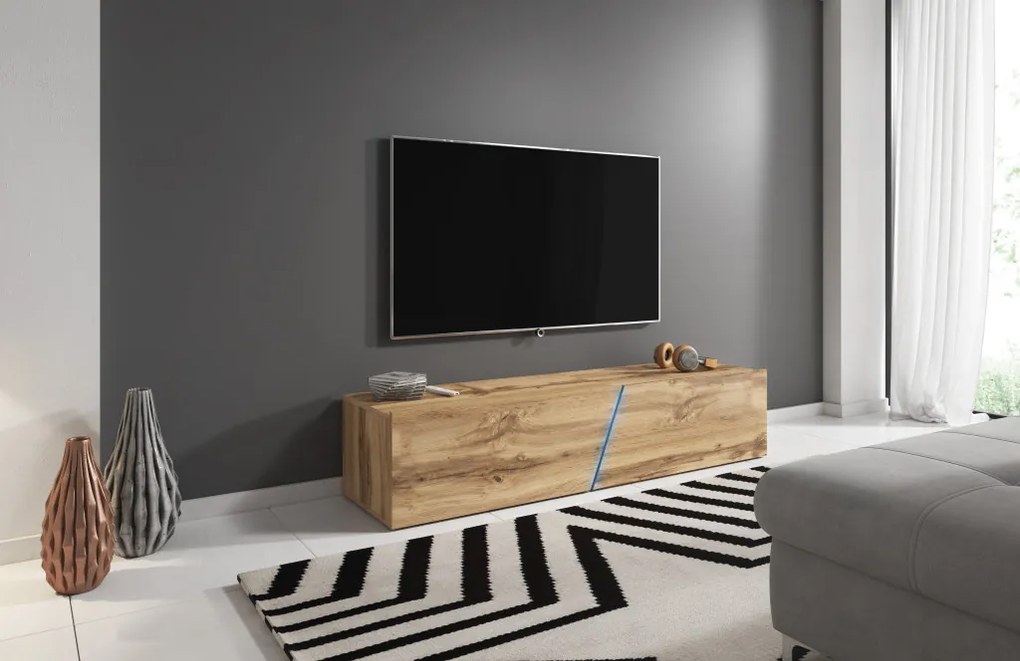 TV Állvány Led Világítással Wotan Tölgy Színben. 160 cm. RTV SLANT 160 LE
