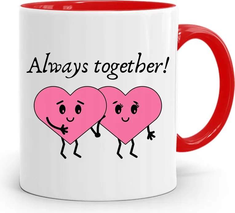 Piros Bögre Lányoknak Always Together nyomott mintával, fényképpel