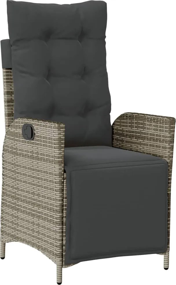 vidaXL szürke polyrattan dönthető kerti szék lábtartóval