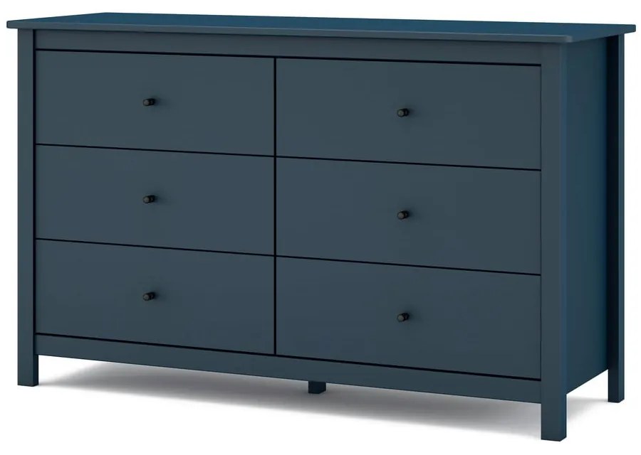 Sötétkék borovi fenyő alacsony komód 130x80 cm Misti – Marckeric