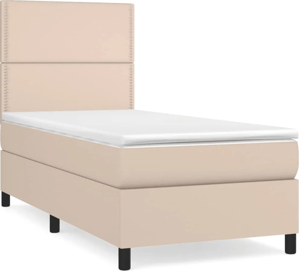 vidaXL cappuccino színű műbőr rugós ágy matraccal 90 x 190 cm